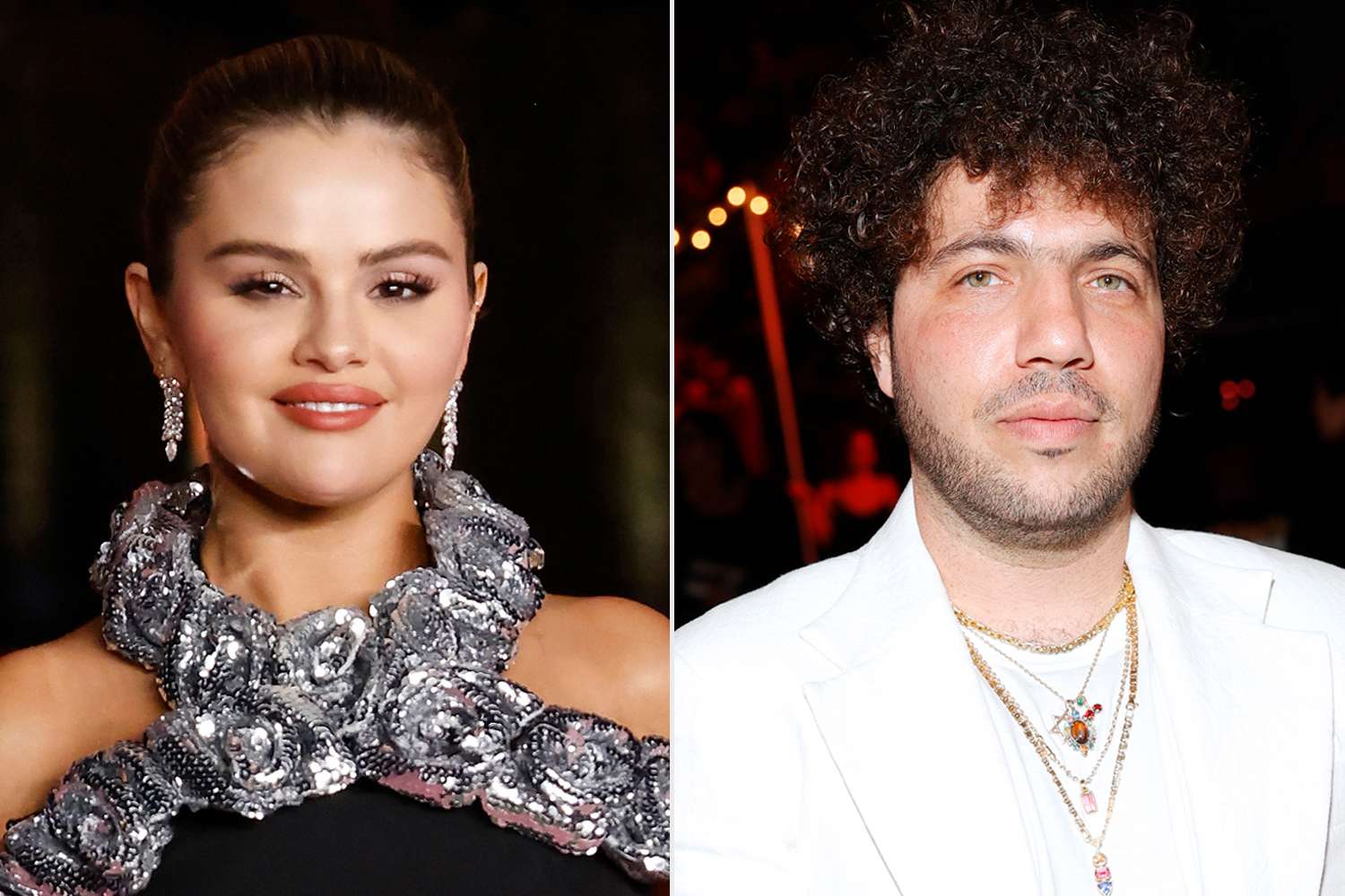 Selena Gomez attends the 2023 Academy Museum Gala; Benny Blanco attends as Selena Gomez hosts the Inaugural Rare Impact Fund Benefit Supporting Youth Mental Health