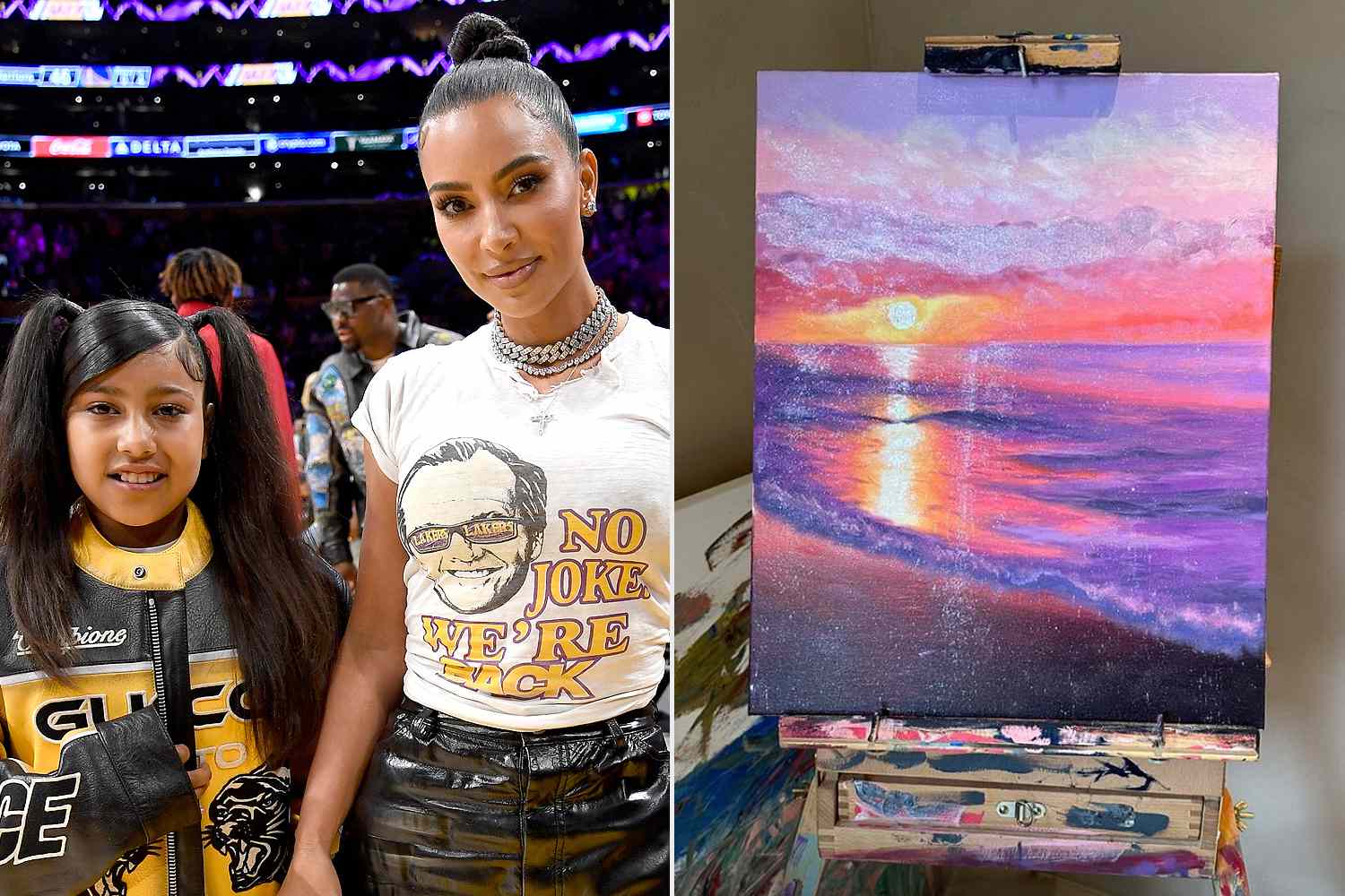 Kim Kardashian and north west painting