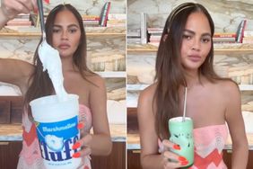 Chrissy Teigen trying fluffy soda