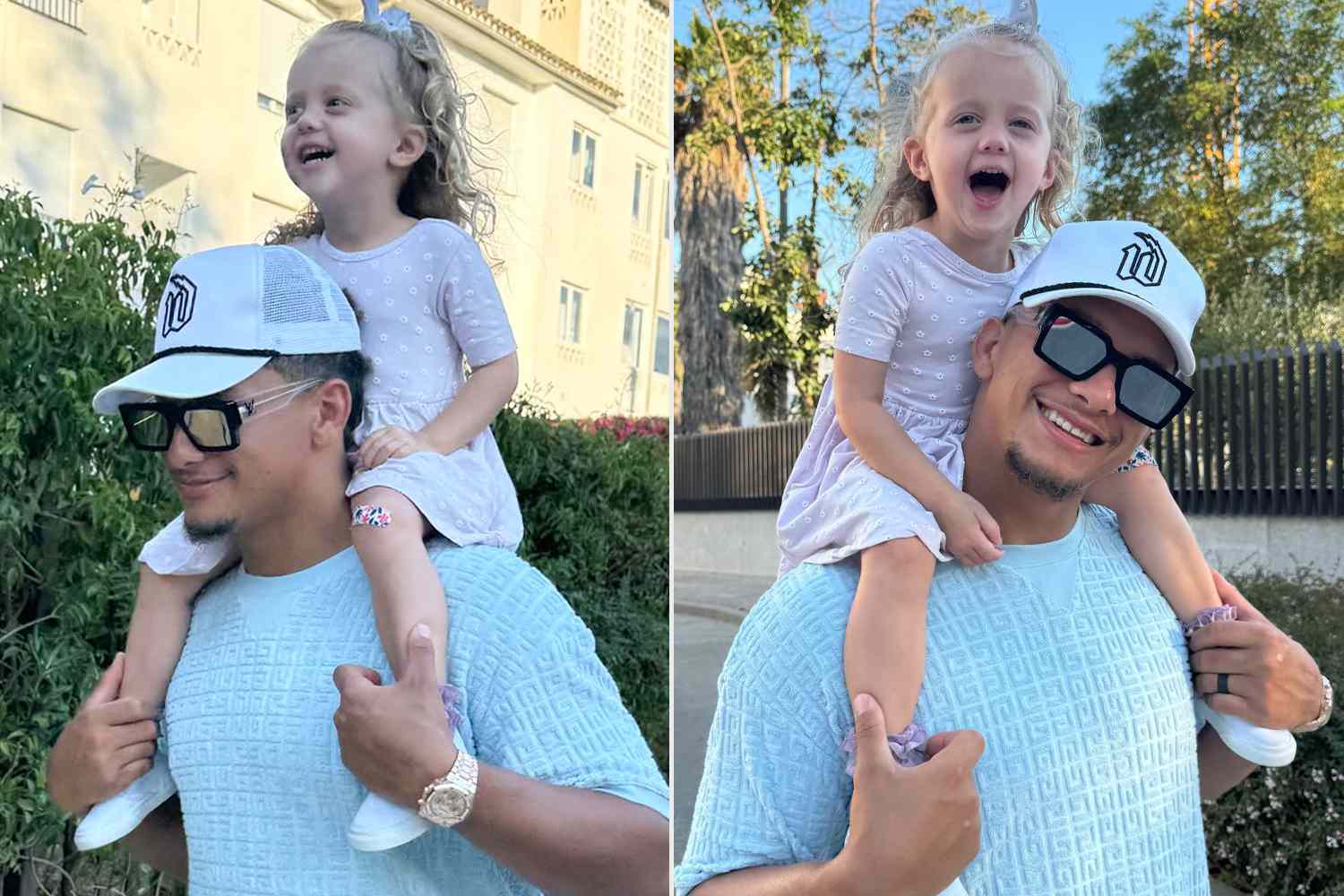 Patrick Mahomes Gives Daughter Sterling a Piggyback Ride