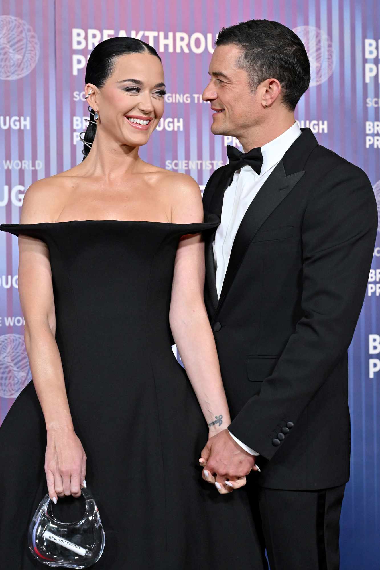 Katy Perry and Orlando Bloom attend the 10th Annual Breakthrough Prize Ceremony at Academy Museum of Motion Pictures on April 13, 2024 in Los Angeles, California.