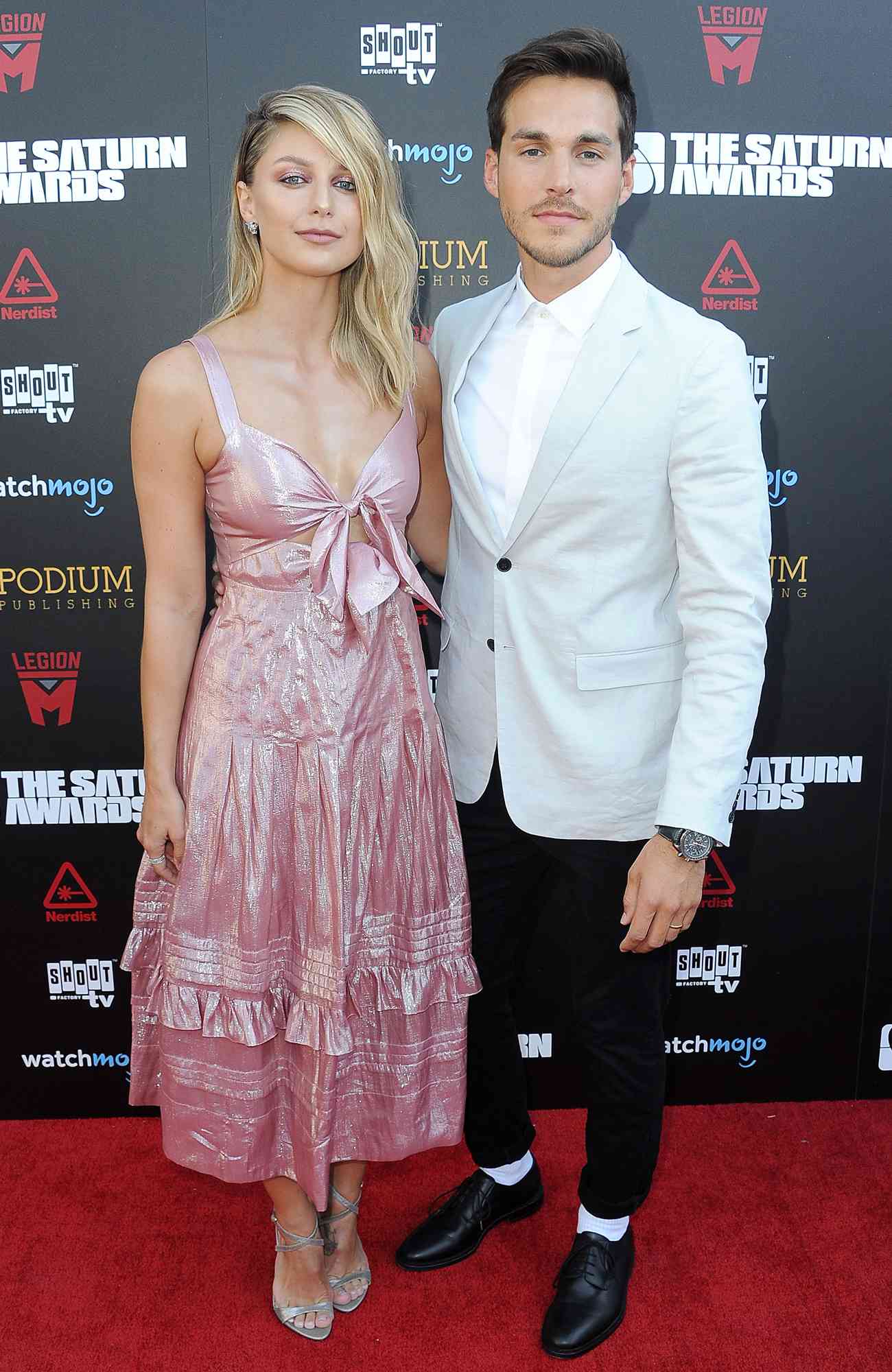 Melissa Benoist and Chris Wood attend the 45th Annual Saturn Awards at Avalon Theater on September 13, 2019 in Los Angeles, California