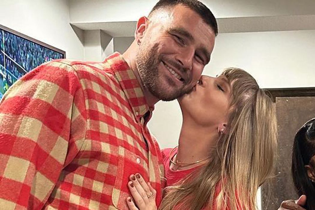 Taylor Swift Sweetly Kisses Travis Kelce on the Cheek 