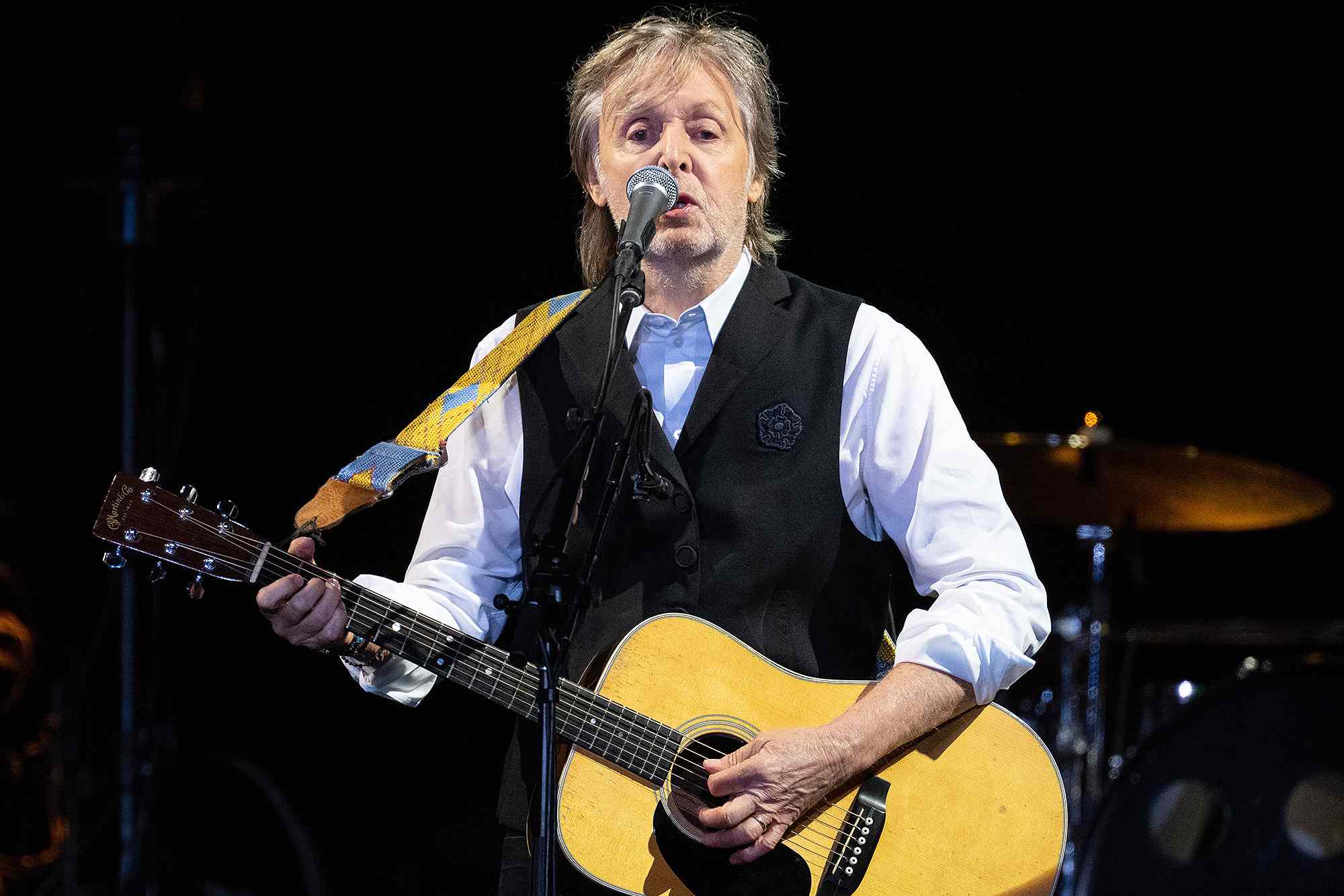 Paul McCartney performs on The Pyramid Stage during day four of Glastonbury Festival at Worthy Farm, Pilton on June 25, 2022 in Glastonbury, England.