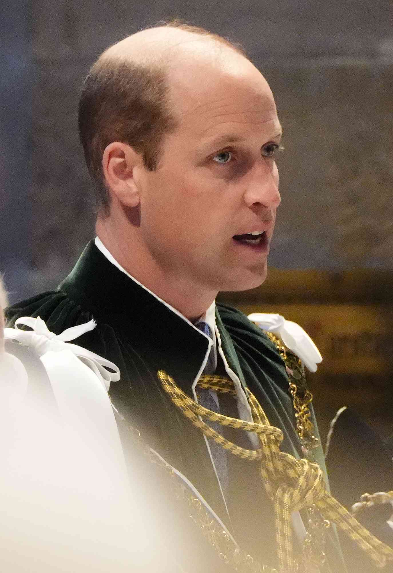 Prince William, Prince of Wales, known as the Duke of Rothesay when in Scotland, arrives for the Order of the Thistle Service at St Giles' Cathedral 