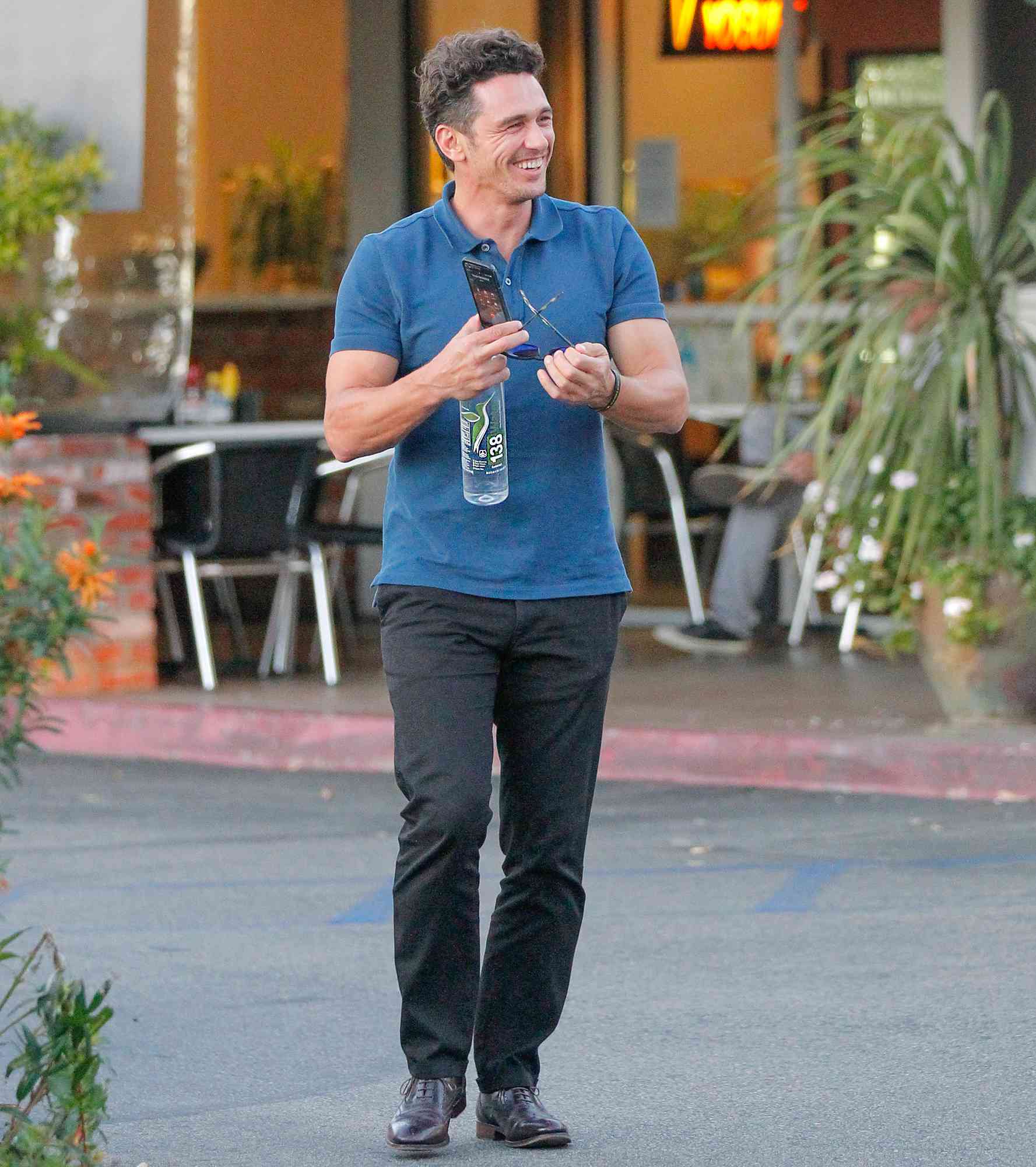 EXCLUSIVE: James Franco walking with a friend after dinner