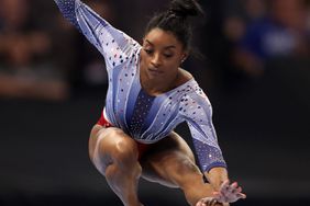 MINNEAPOLIS, MINNESOTA - JUNE 28: Simone Biles competes on the balance beam on Day Two of the 2024 U.S. Olympic Team Gymnastics Trials at Target Center on June 28, 2024 in Minneapolis, Minnesota.