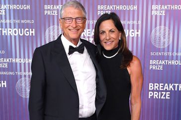 Paula Hurd, Bill Gates arrives at the 10th Annual Breakthrough Prize Ceremony at Academy Museum of Motion Pictures on April 13, 2024 in Los Angeles, California.