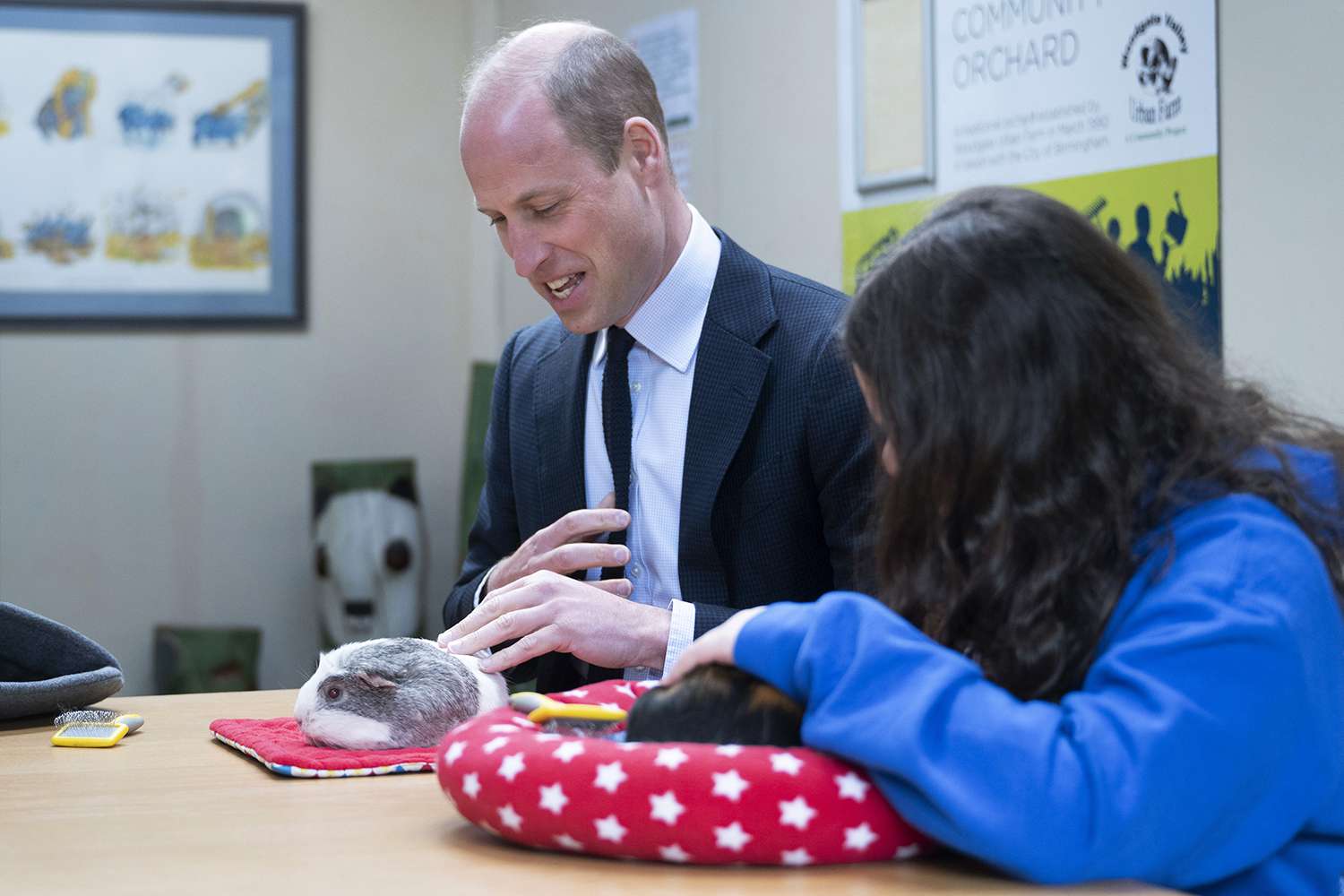 Prince William, Prince of Wales visits Woodgate Valley Urban Farm, a city farm dedicated to supporting children and young people struggling to access education and those experiencing mental health challenges, on April 25, 2024 in Birmingham