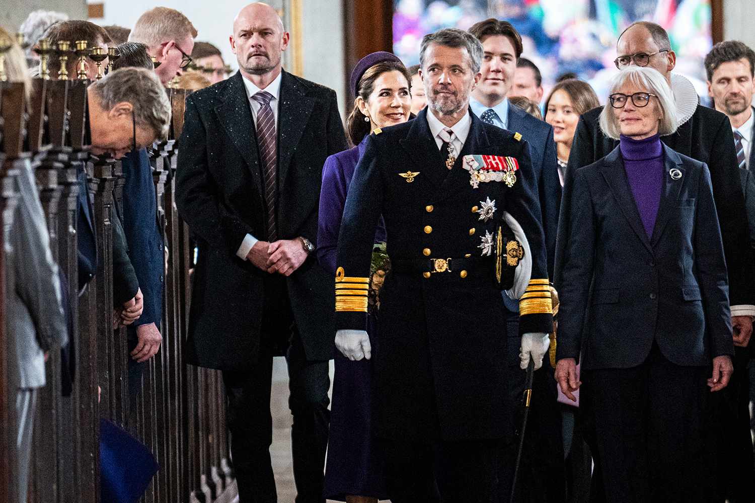 King Frederik X and Queen Mary participates in a celebratory church service at Aarhus Cathedral at Aarhus Cathedral on January 21, 2024 in Aarhus, Denmark.