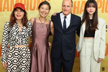 Deni Harrleson, Laura Louie, Woody Harrelson, and Makani Harrelson attend the premiere of "Champions" on February 27, 2023 in New York City. 