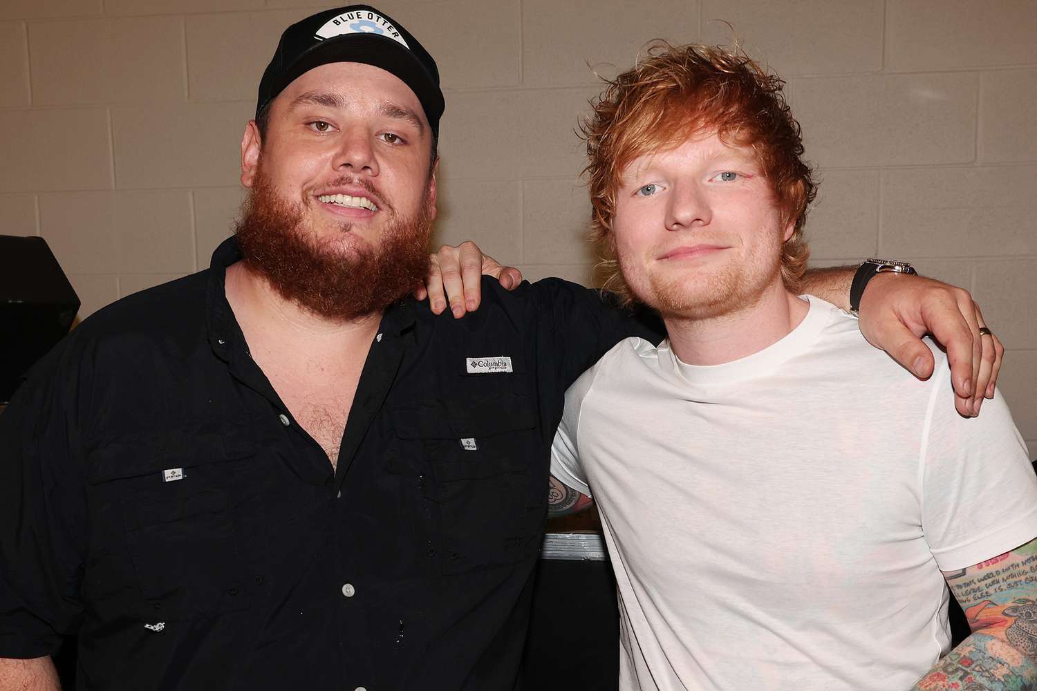 Luke Combs and Ed Sheeran at the 58th Academy of Country Music Awards from Ford Center at The Star on May 11, 2023 in Frisco, Texas.