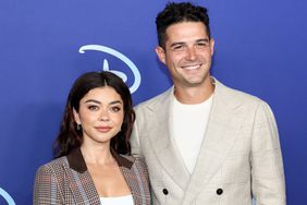 Sarah Hyland and Wells Adams attend the 2022 ABC Disney Upfront at Basketball City - Pier 36 - South Street on May 17, 2022 in New York City.