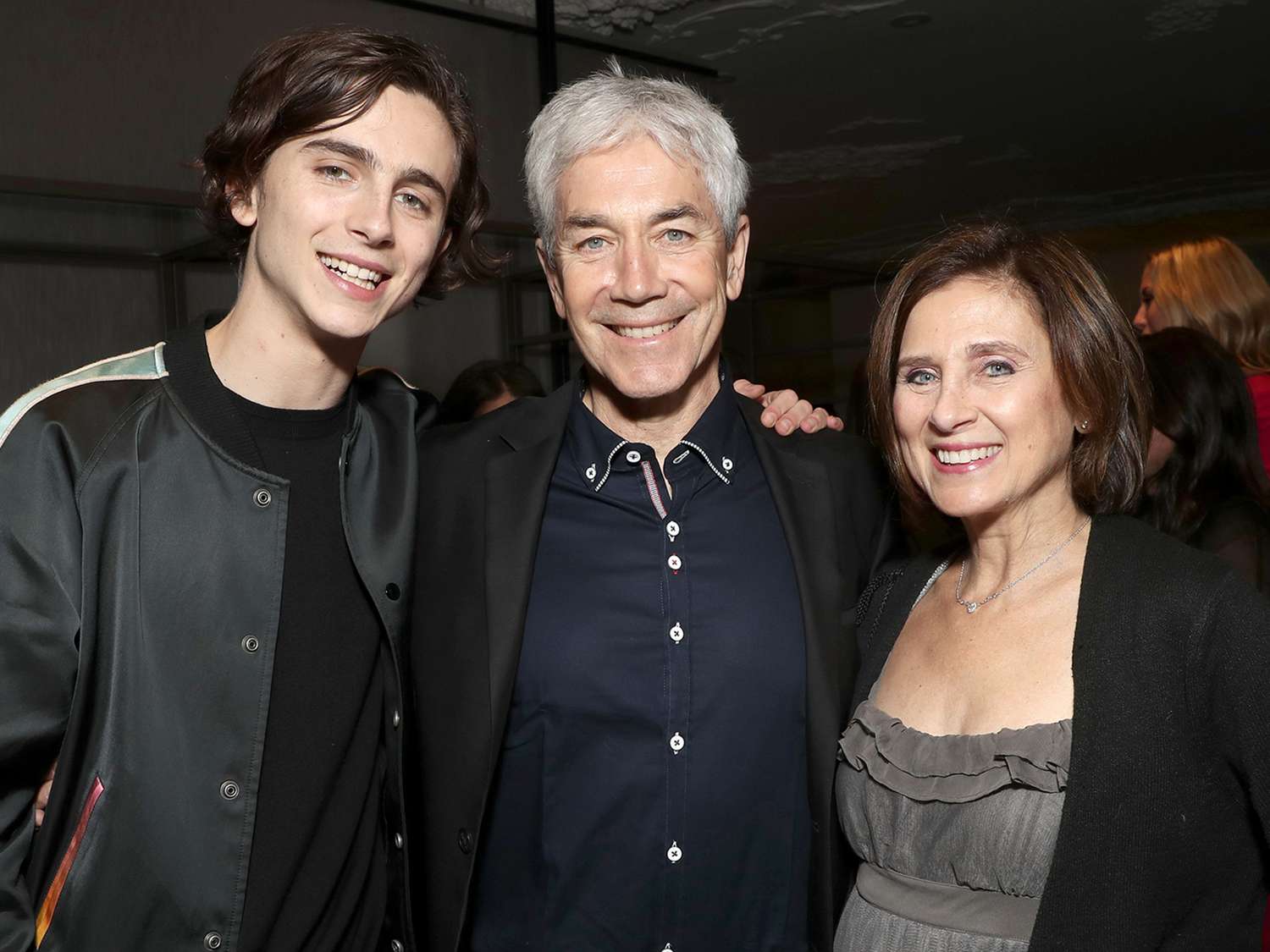 Timothee Chalamet, Marc Chalamet and Nicole Flender at the Sony Pictures Nominee Dinner on March 3, 2018 in Los Angeles, CA.