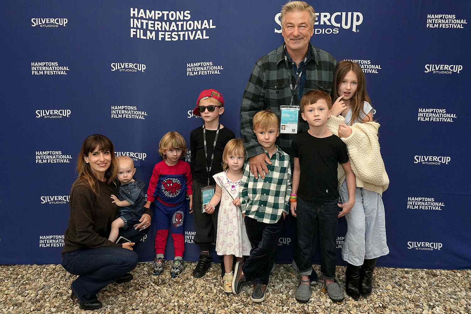 Alec Baldwin and Hilaria Baldwin Pose with Kids at Festival