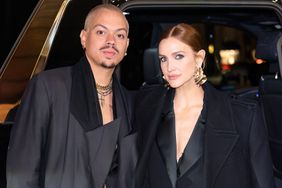 Evan Ross and Ashlee Simpson are seen during New York Fashion Week on February 08, 2024 in New York City.