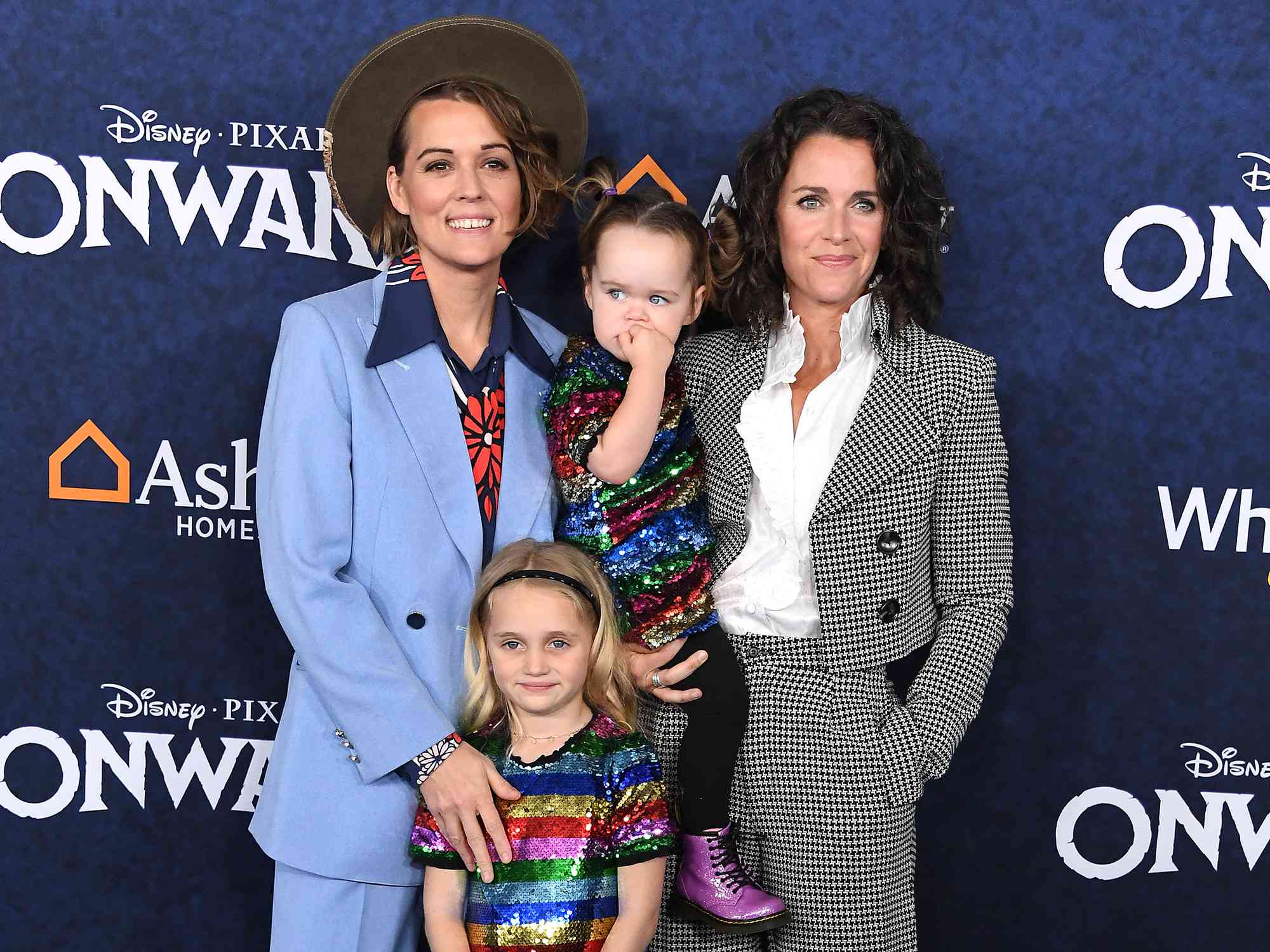 Brandi Carlile, Evangeline Ruth Carlile and Catherine Shepherd arrives at the Premiere Of Disney And Pixar's "Onward" on February 18, 2020 in Hollywood, California