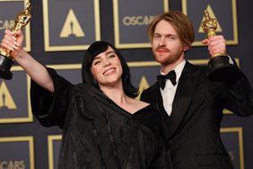 Billie Eilish and Finneas in the press room during the 94th Annual Academy Awards on March 27, 2022 in Hollywood, California. 