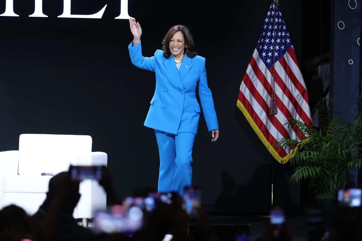 Vice President Kamala Harris takes the stage at Essence Festâs Global Business and Economic Forum in New Orleans on July 6, where she encouraged attendees to get out and vote. 