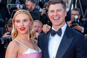 Scarlett Johansson and Colin Jost attend the "Asteroid City" red carpet during the 76th annual Cannes film festival