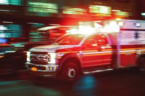 Stock image of an ambulance in motion. 