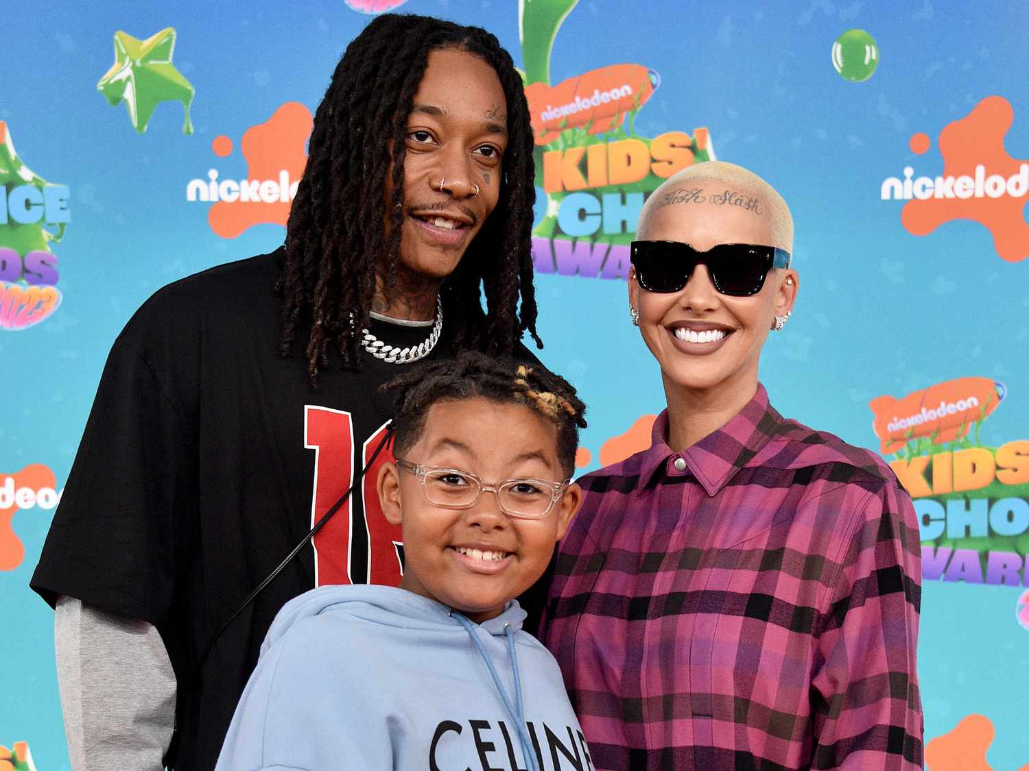 Wiz Khalifa, Sebastian Taylor Thomaz, and Amber Rose attend the 2023 Nickelodeon Kids' Choice Awards on March 04, 2023 in Los Angeles, California