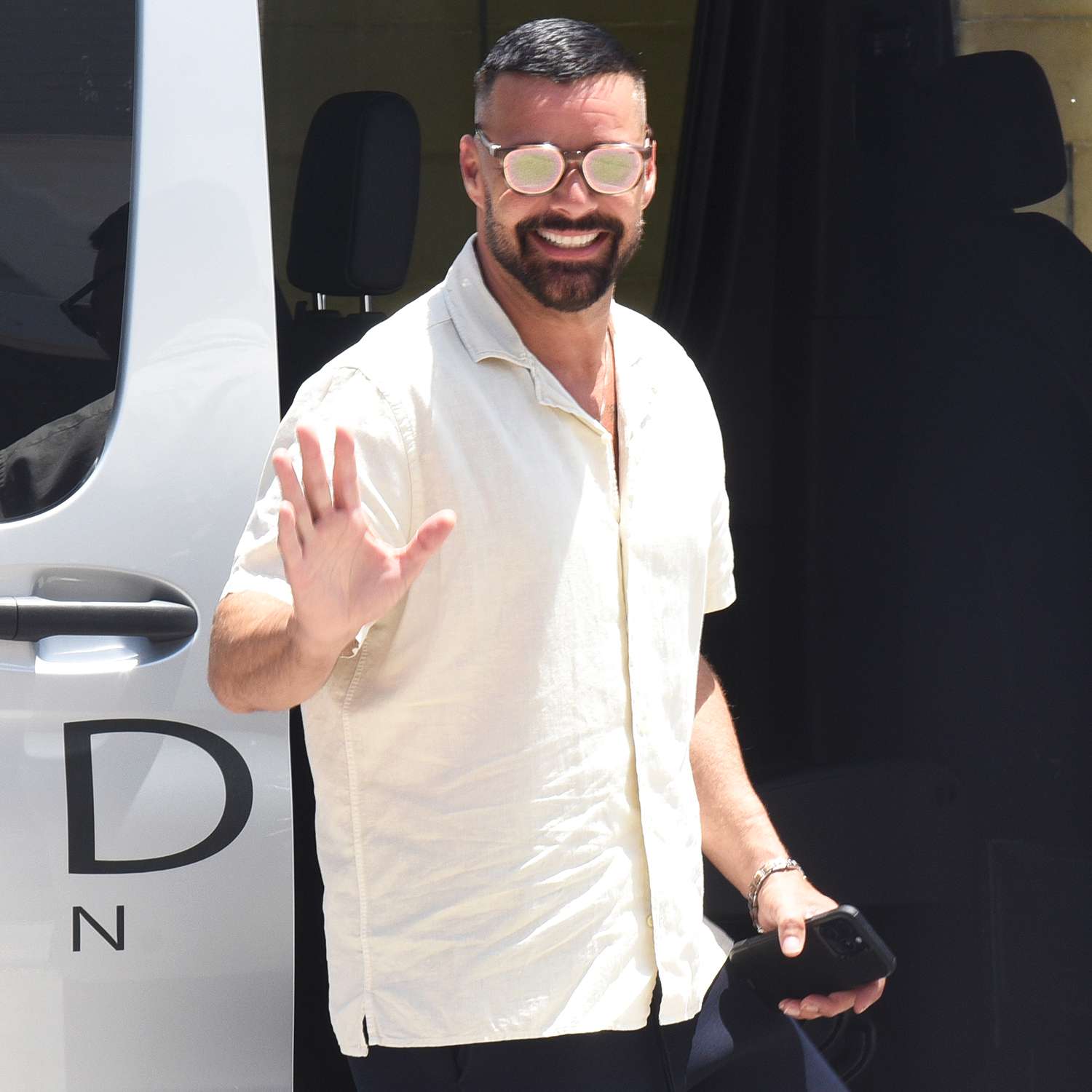 July 4, 2024: Singer Ricky Martin was spotted in Sevilla, Spain, boarding a bus while sporting a fashionable outfit that turned heads