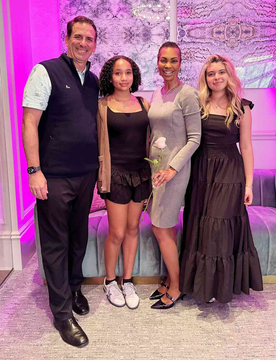 Harris Faulkner with husband Tony and daughters Danika and Bella