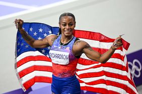 Sha'Carri Richardson of USA competes during the Women's' 100m Final on Day 8 of the Olympic Games Paris 2024 at Stade de France on August 3, 2024 in Saint-Denis, France.