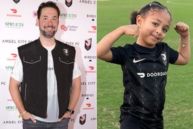 LOS ANGELES, CALIFORNIA - MARCH 26: Alexis Ohanian walks the pink carpet ahead of a game between NJ/NY Gotham FC and Angel City FC at BMO Stadium on March 26, 2023 in Los Angeles, California. (Photo by Katharine Lotze/Getty Images); Serena Williams' 5-Year-Old Daughter Olympia is Finding a Passion for Soccer: 'Young Beast' Alexis Olympia Ohanian, Jr./instagram https://www.instagram.com/p/CmDMUpZtgQ5/