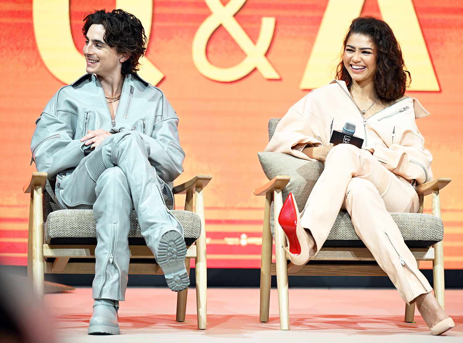 Timothee Chalamet and Zendaya attend The Movie 'Dune: Part Two' press conference at Conrad Hotels in Yeongdeungpo-gu on February 21, 2024 in Seoul, South Korea.