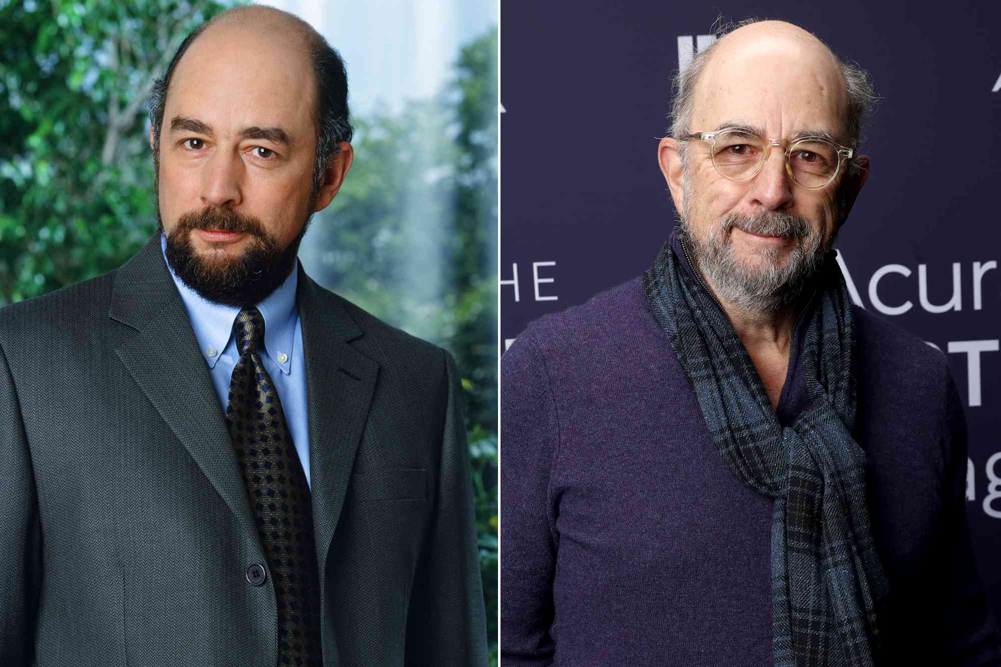 Richard Schiff in The West Wing and an older Schiff in 2019 at the Sundance Film Festival.