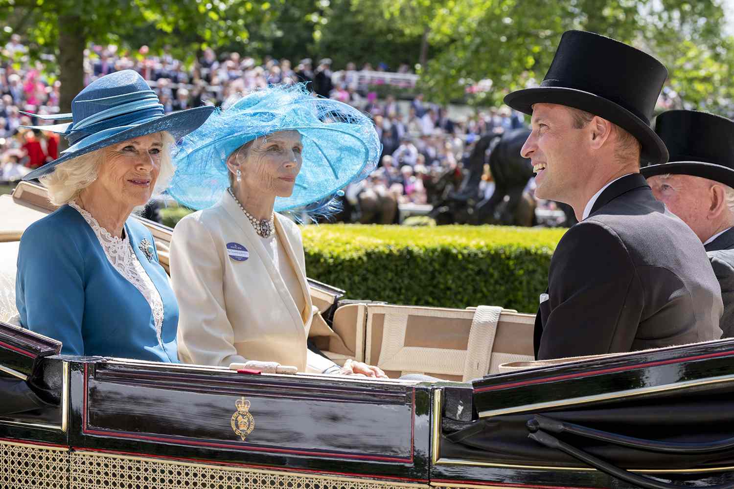 Queen Camilla and Prince William, Prince of Wales attend day two of Royal Ascot 2024 at Ascot Racecourse 
