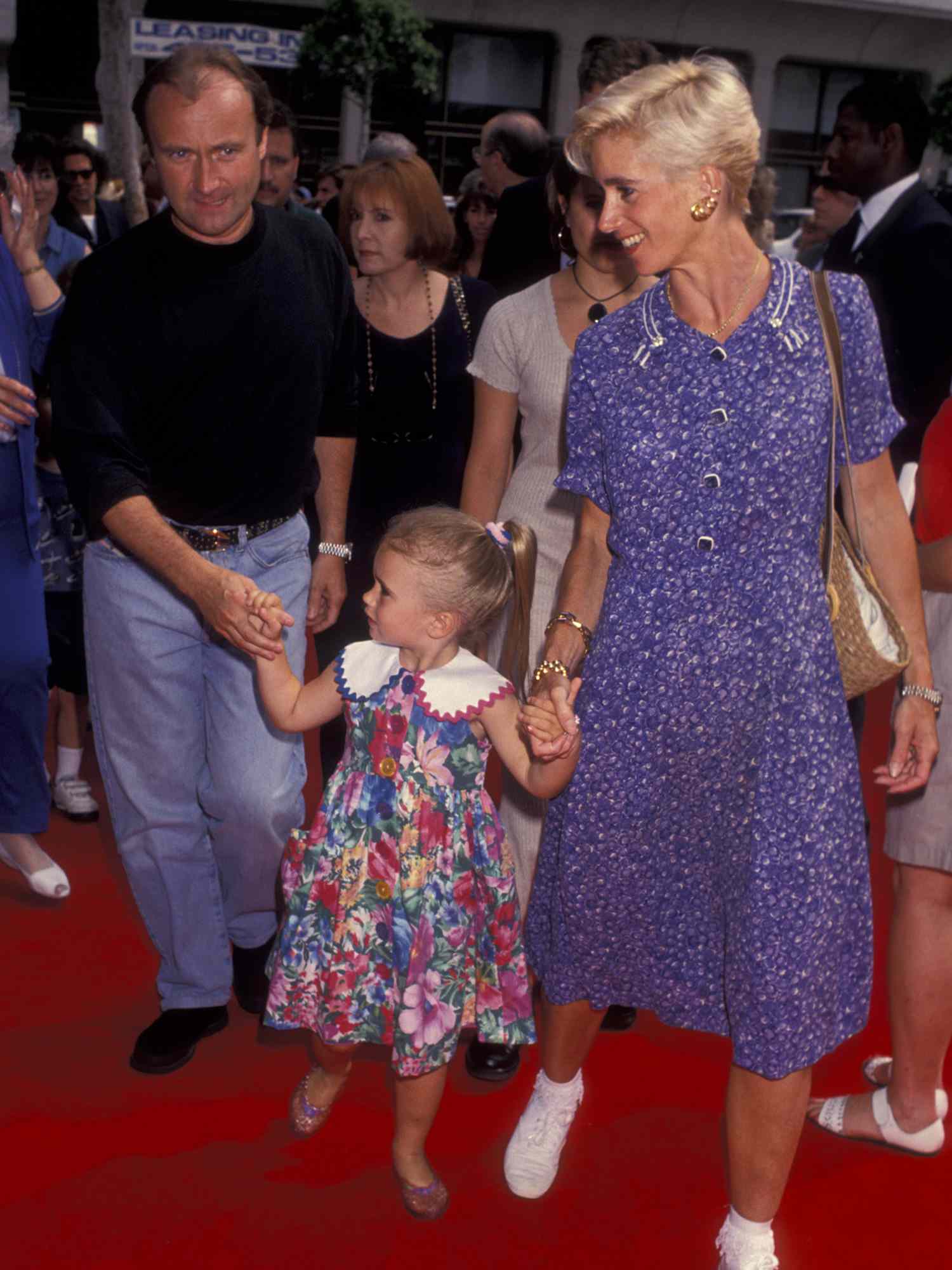 Phil Collins, wife Jill Collins and Lily Collins attend the screening of "Dennis the Menace" 