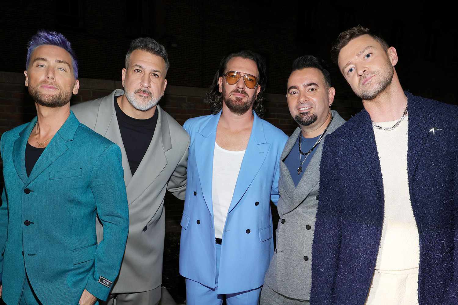 Lance Bass, Joey Fatone, JC Chasez, Chris Kirkpatrick and Justin Timberlake of NSYNC attend the 2023 MTV Video Music Awards at Prudential Center on September 12, 2023 in Newark, New Jersey