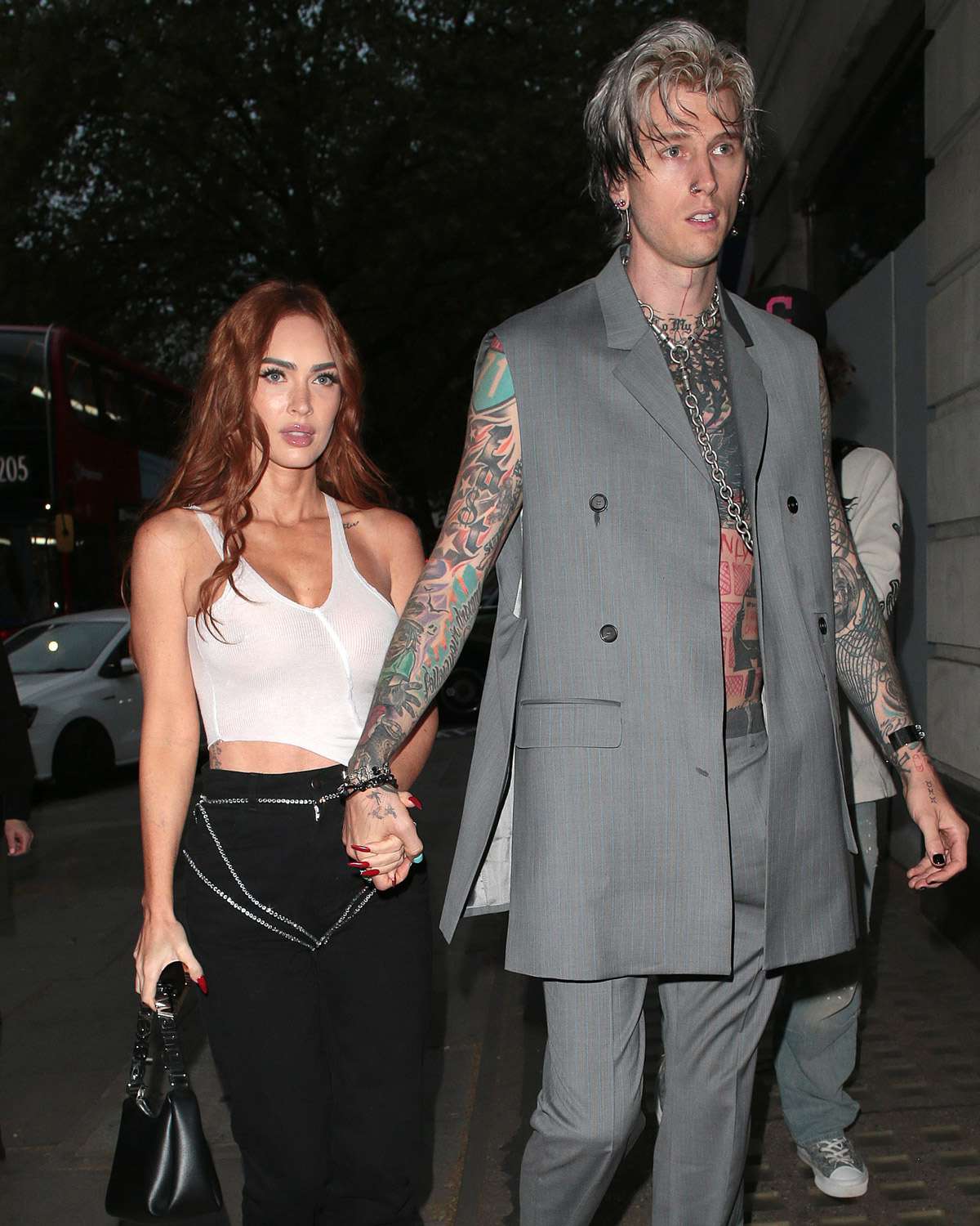 Megan Fox and Machine Gun Kelly seen attending the unveiling of 'The 8th Deadly Sin - GOSSIP', a limited-edition ring collection by Stephen Webster x Machine Gun Kelly on May 30, 2023