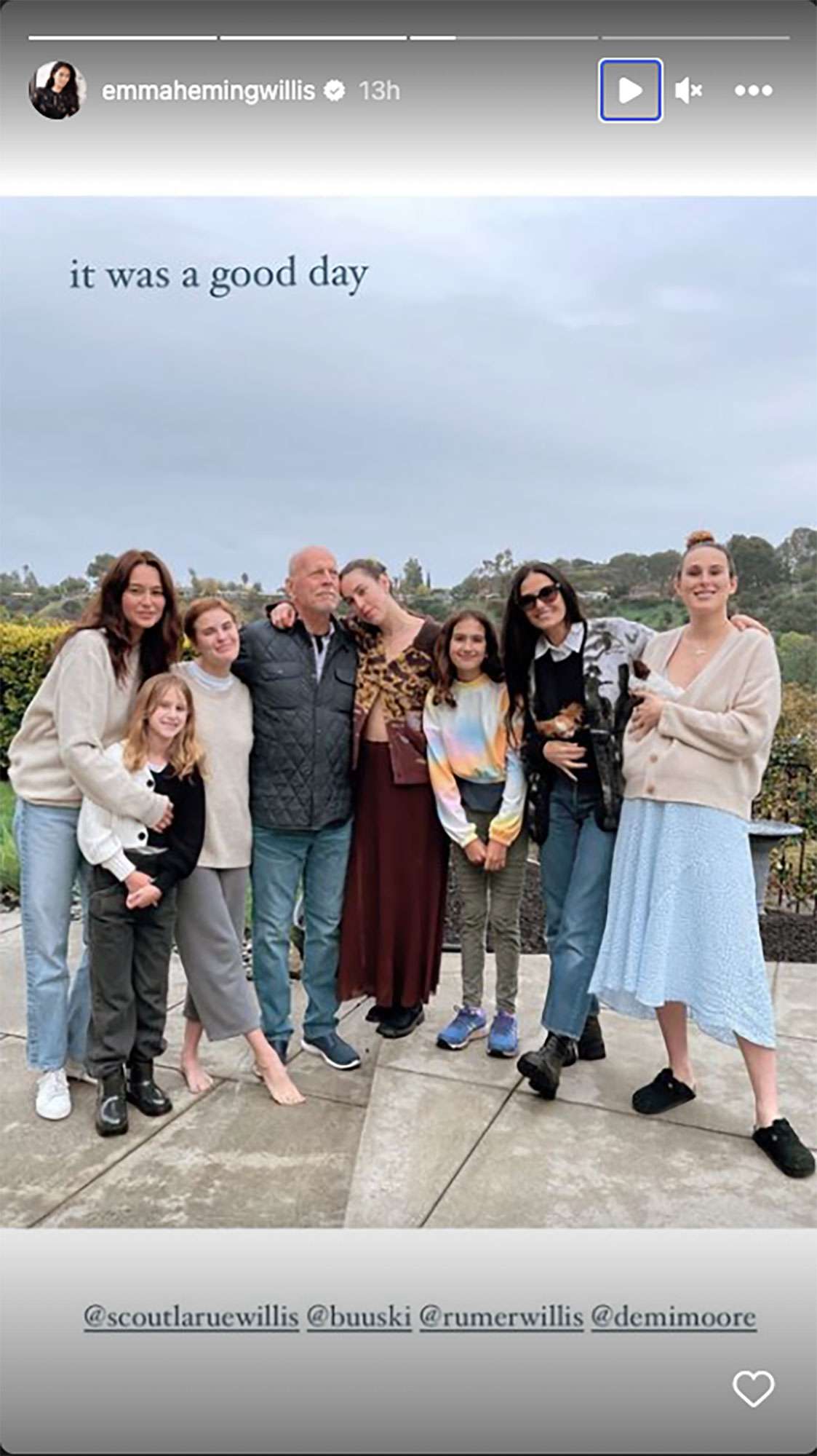 Bruce willis family https://www.instagram.com/emmahemingwillis/. Emma Heming Willis/Instagram