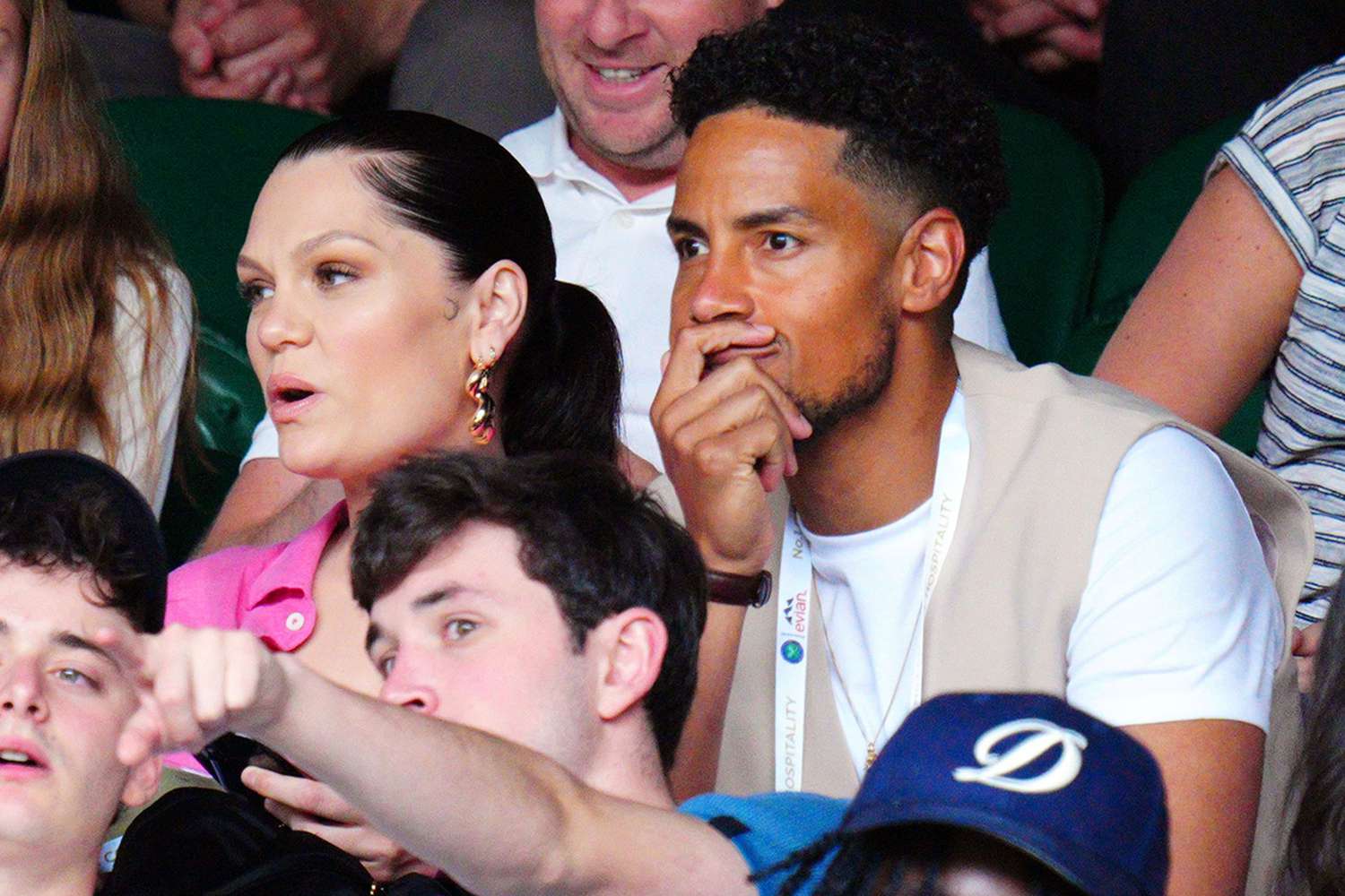 Jessie J and Chanan Safir Colman watching the action on Centre Court Wimbledon Tennis Championships, Day 10, The All England Lawn Tennis and Croquet Club, London, UK - 12 Jul 2023