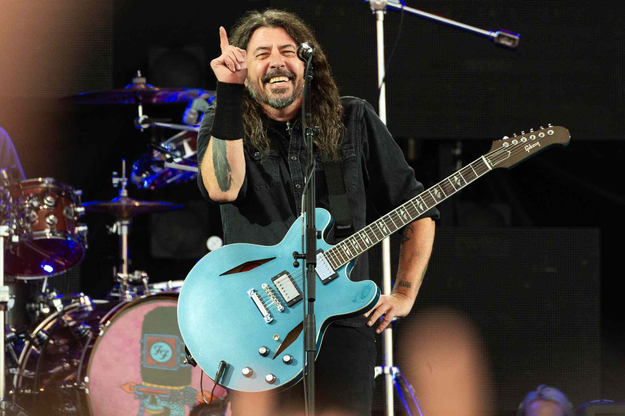 Dave Grohl of Foo Fighters performs at Roskilde Festival 2024 on July 05, 2024 in Roskilde, Denmark.