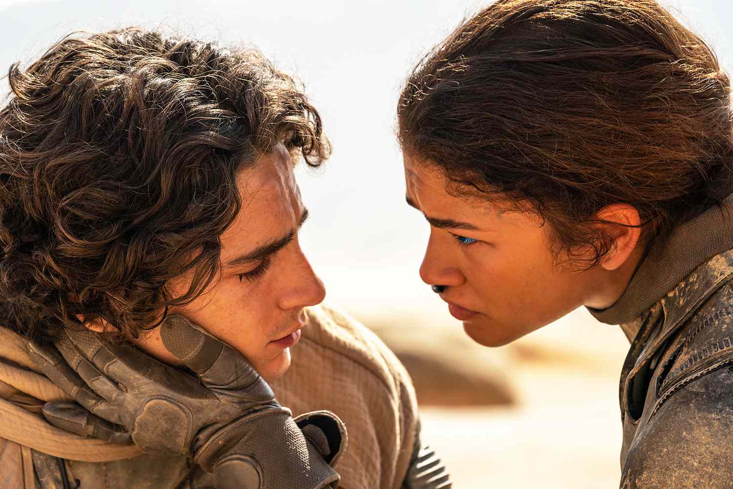 TIMOTHÃE CHALAMET as Paul Atreides and ZENDAYA as Chani in Warner Bros. Pictures and Legendary Picturesâ action adventure âDUNE: PART TWO,â a Warner Bros. Pictures release.