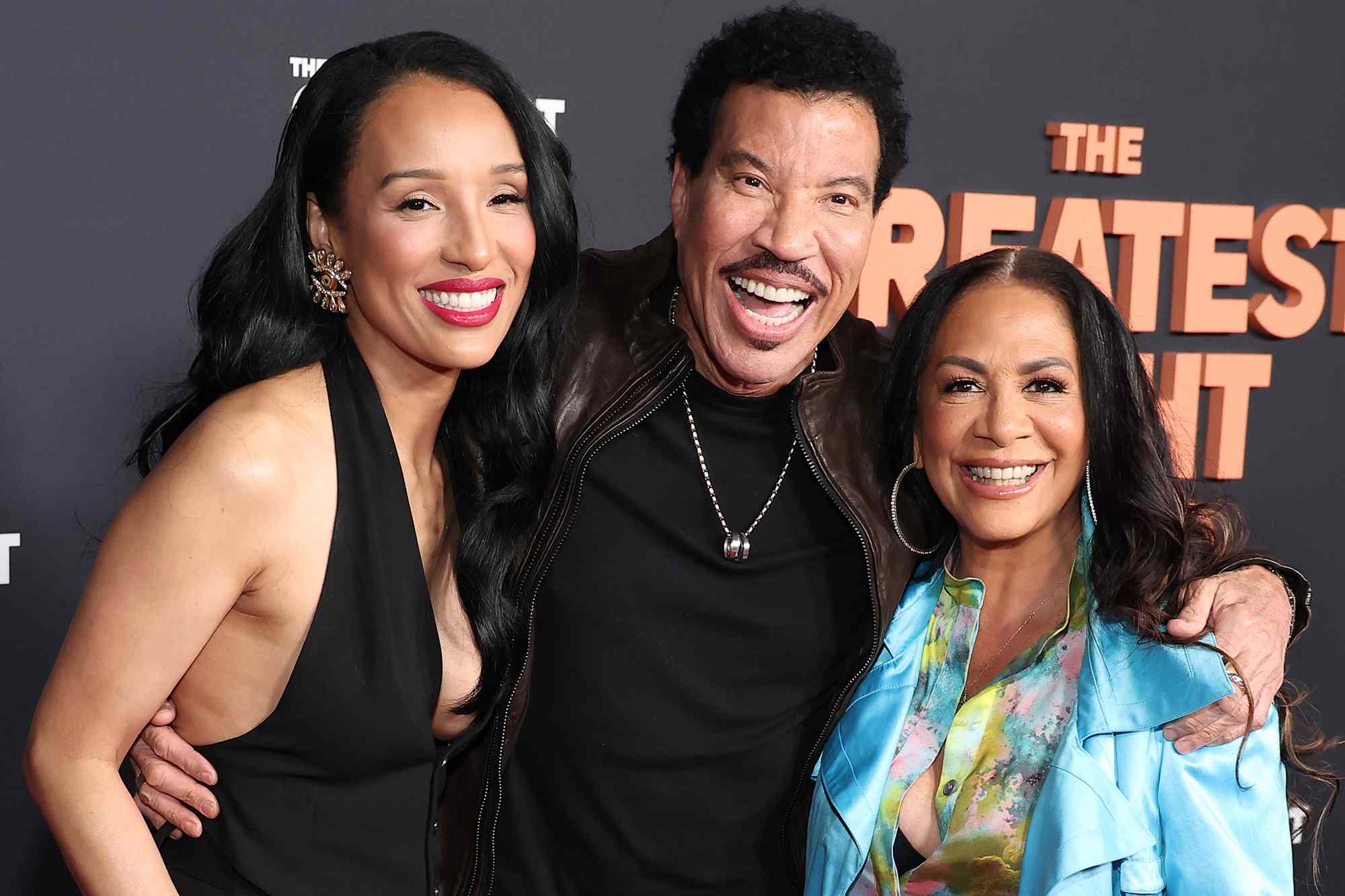 Lisa Parigi, Lionel Richie and Sheila E. attend the premiere of Netflix's The Greatest Night in Pop