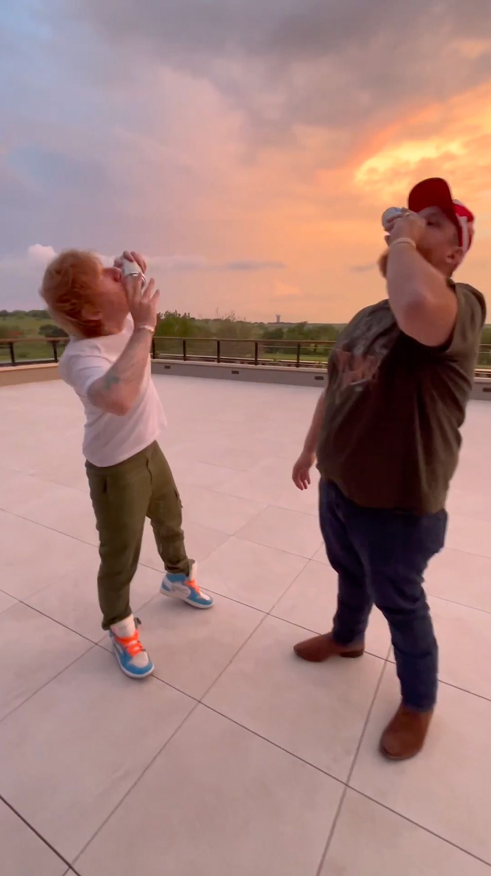 Luke Combs Teaches Ed Sheeran How to Shotgun a Beer for the First Time