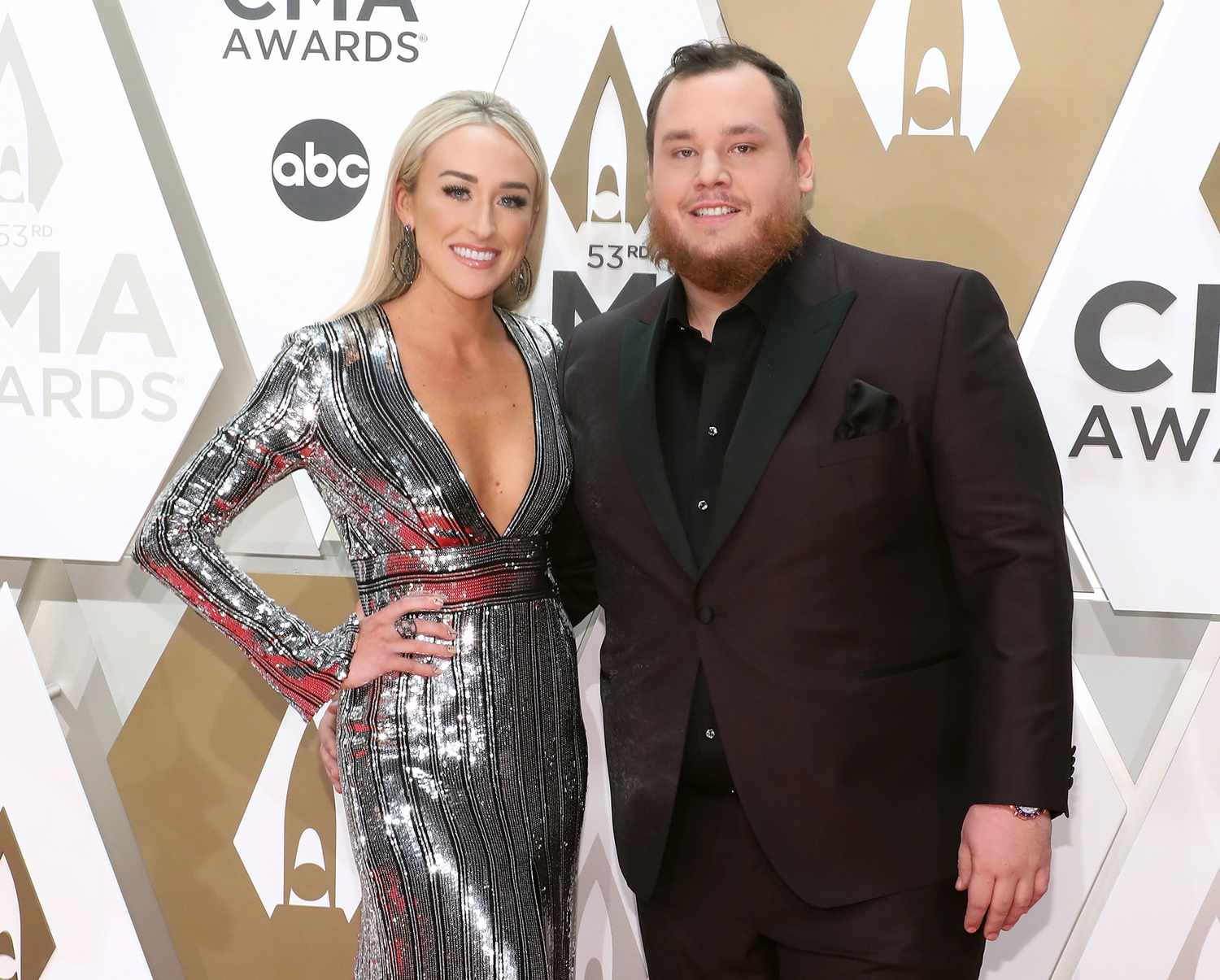 Nicole Hocking and Luke Combs attend the 53nd annual CMA Awards at Bridgestone Arena on November 13, 2019 in Nashville, Tennessee