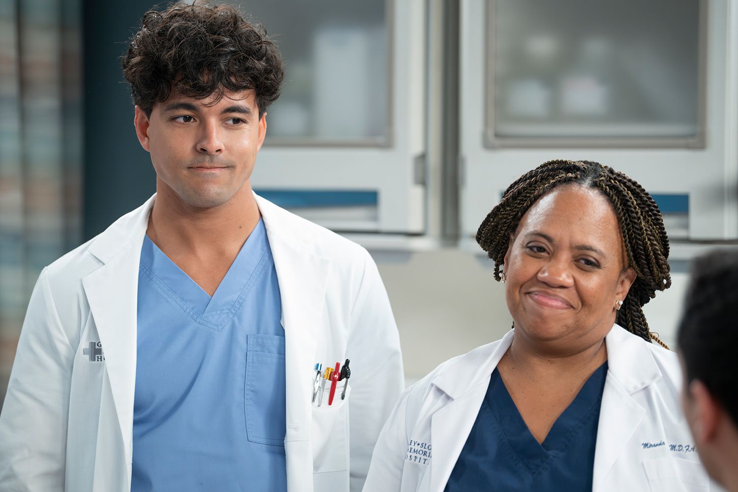 Niko Terho and Chandra Wilson in "Grey's Anatomy."