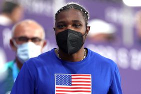 Bronze medalist Noah Lyles of Team United States is seen wearing a mask after competing in the Men's 200m Final on day thirteen of the Olympic Games Paris 2024 at Stade de France on August 08, 2024 in Paris, France. 