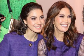 Emerson Tenney and Teri Hatcher attend the Marc Cain Fashion Show at Arena Berlin on February 06, 2024 in Berlin, Germany.