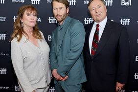 yndy Powell, Glen Powell and Glen Powell Sr. attend the "Devotion" Premiere on September 12, 2022 in Toronto, Ontario. 