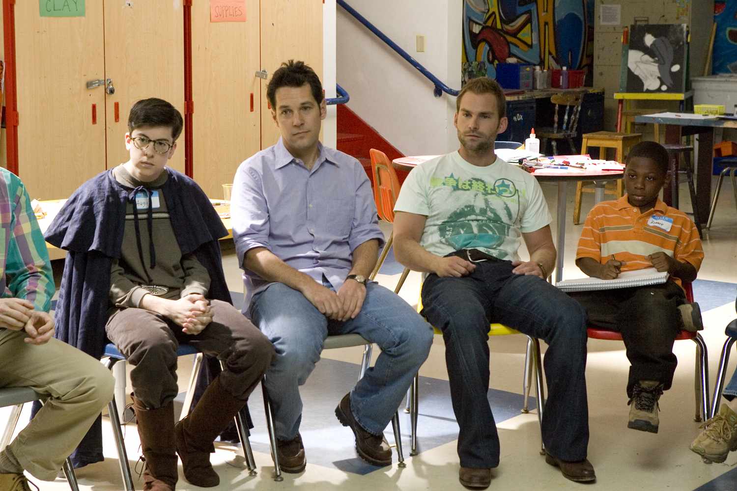 Left to right: Christopher Mintz-Plasse, Paul Rudd, Seann William Scott and Bobb'e J. Thompson star in 'Role Models' (2008)