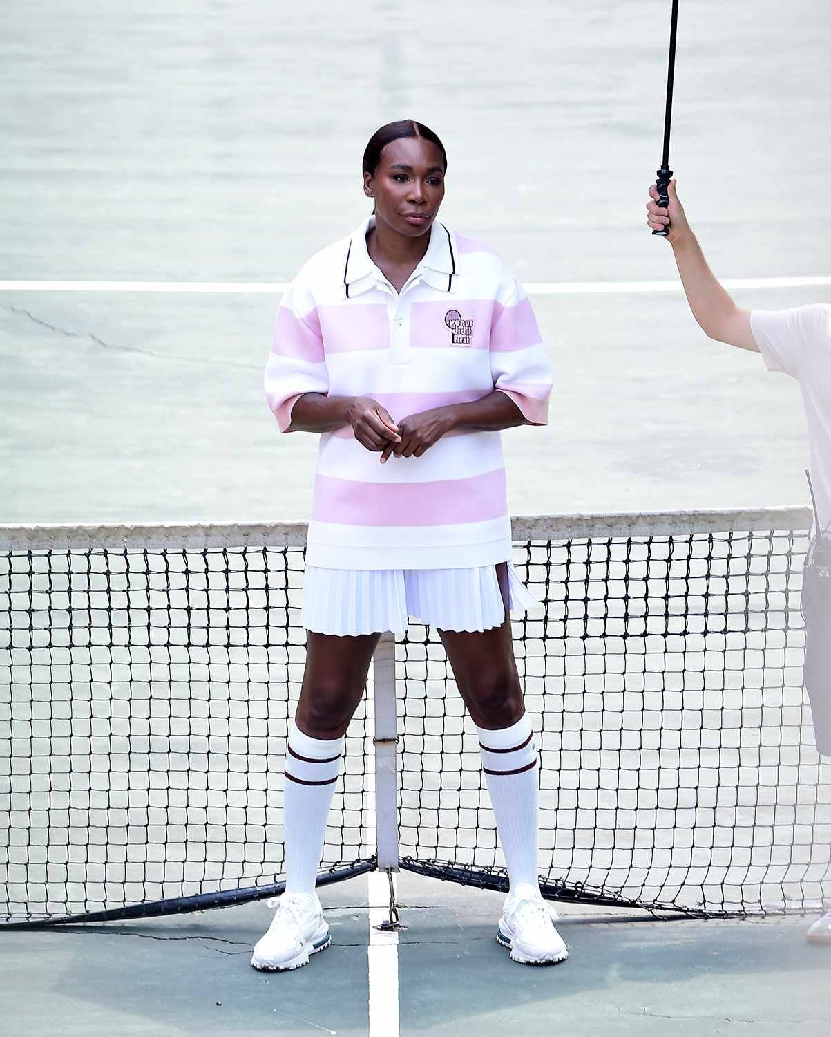 enus Williams is spotted during a photoshoot for Lacoste in New York City. The American professional tennis player modeled several different outfits on the tennis courts before taking the shoot to the streets. 