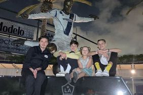 David Beckham and family at LA Galaxy statue